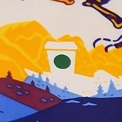 Close-up of the hidden Starbucks cup on the Alberta Discovery Series mug