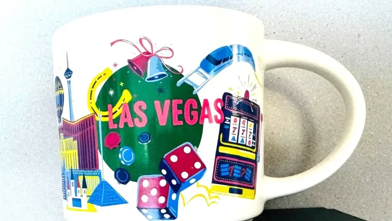 Las Vegas Discovery Series Mug – Featuring slot machine and casino-themed illustrations